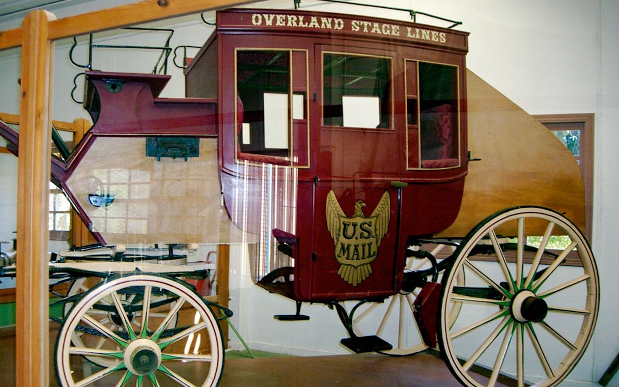 Historic stagecoach exhibit at Oasys MiniHollywood, Almería, Spain.