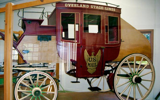 Historic stagecoach exhibit at Oasys MiniHollywood, Almería, Spain.