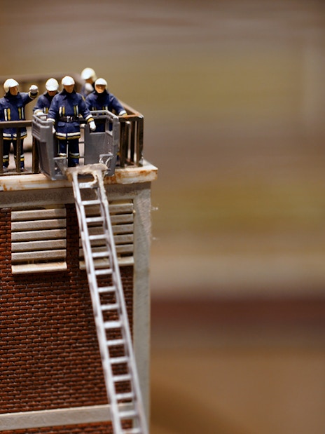 Miniature figures on a rooftop at Hzero: The Miniature Railway Enterprise.