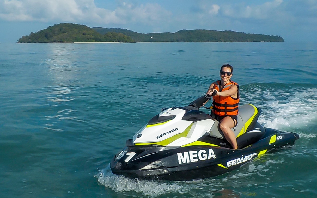 Jet skiing near an island in Langkawi.