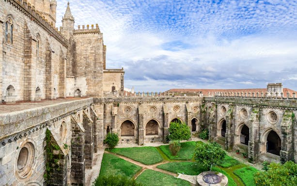 Cloisters of Évora Cathedral on a wine tour from Lisbon.
