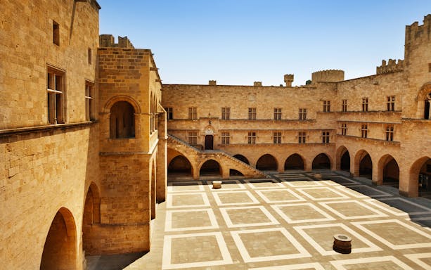 Courtyard of the Palace of the Grand Master of the Knights of Rhodes, Greece.