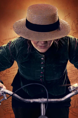 RIDE musical poster featuring Annie Londonderry cycling, Charing Cross Theatre