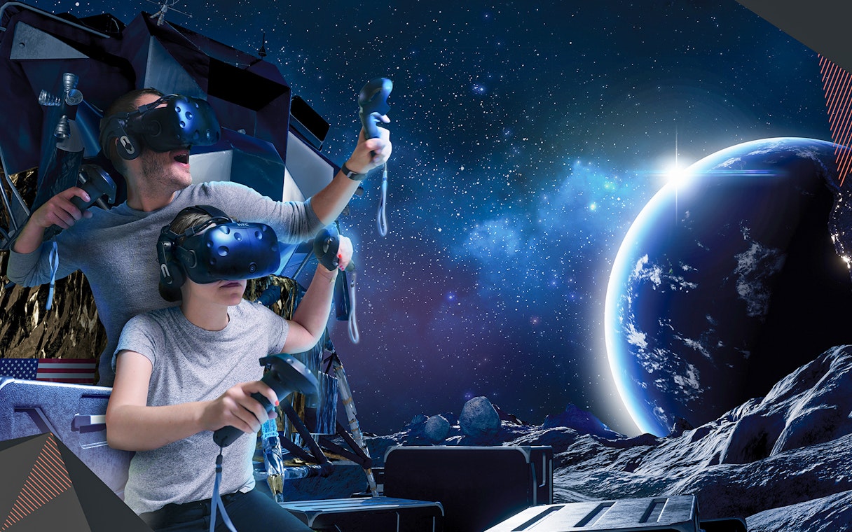 Virtual reality space experience at a Singapore attraction, part of Go City Pass.