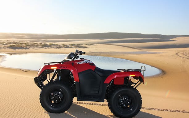Quad bike on Stockton Beach sand dunes during 1-hour tour.