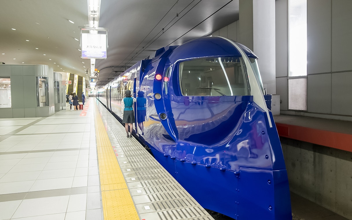 Nankai Rapi:t Airport Express Train at Osaka station platform.