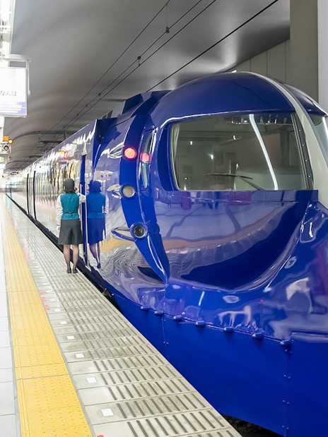 Nankai Rapi:t Airport Express Train at Osaka station platform.