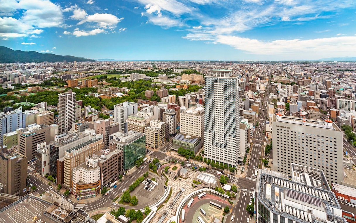 Aerial view of Sapporo cityscape from JR Tower Observation Deck T38.