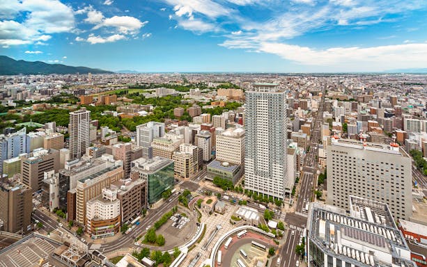 Aerial view of Sapporo cityscape from JR Tower Observation Deck T38.
