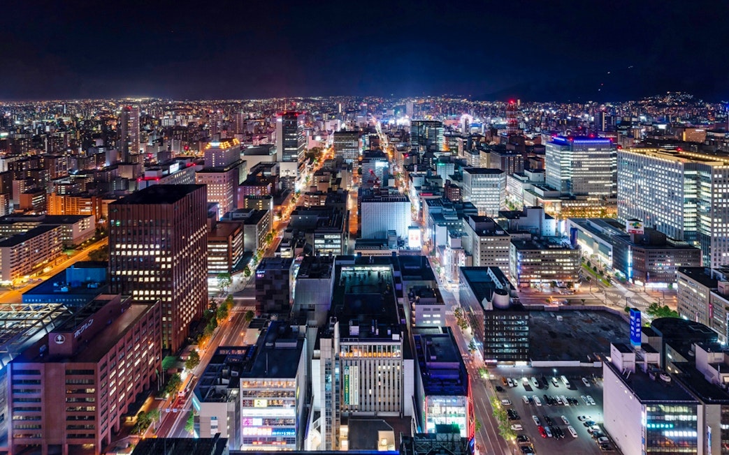 Night view of Sapporo cityscape from JR Tower Observation Deck T38.