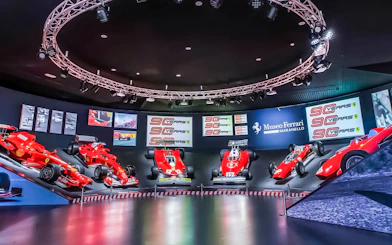 Ferrari race cars displayed at Museo Ferrari Maranello, Italy.