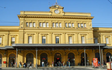 Modena Station facade, starting point for bus transfers to Ferrari Museum Maranello.