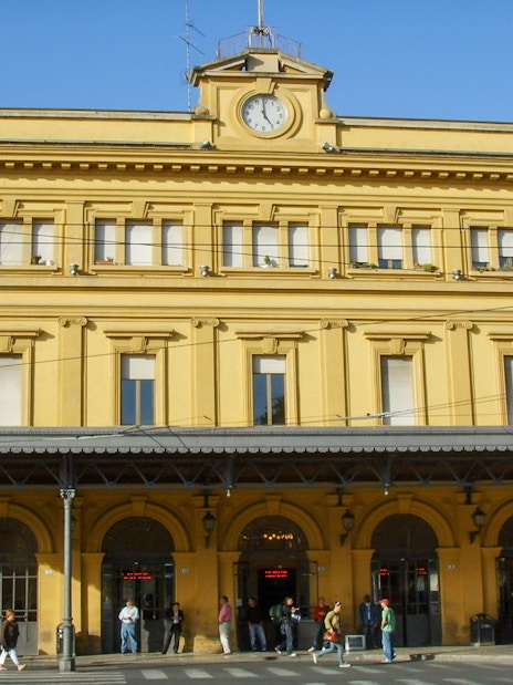 Modena Station facade, starting point for bus transfers to Ferrari Museum Maranello.
