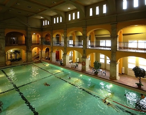 Rudas Thermal Spa interior with thermal pools, Budapest.