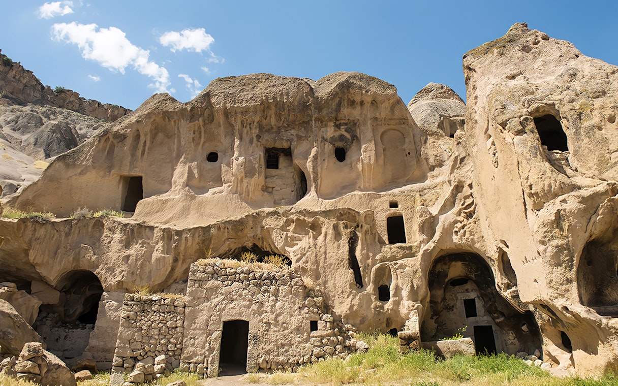 Ancient rock-cut dwellings in Cappadocia, Turkey, featured on the Heart of Cappadocia Private Tour.