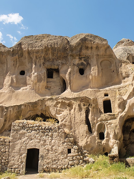 Ancient rock-cut dwellings in Cappadocia, Turkey, featured on the Heart of Cappadocia Private Tour.