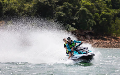 Jet ski riders enjoying a tour in Darwin waters.