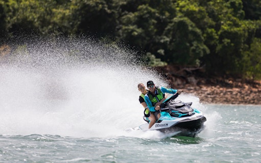 Jet ski riders enjoying a tour in Darwin waters.