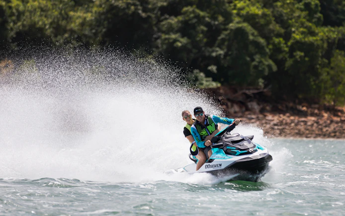 Jet ski riders enjoying a tour in Darwin waters.