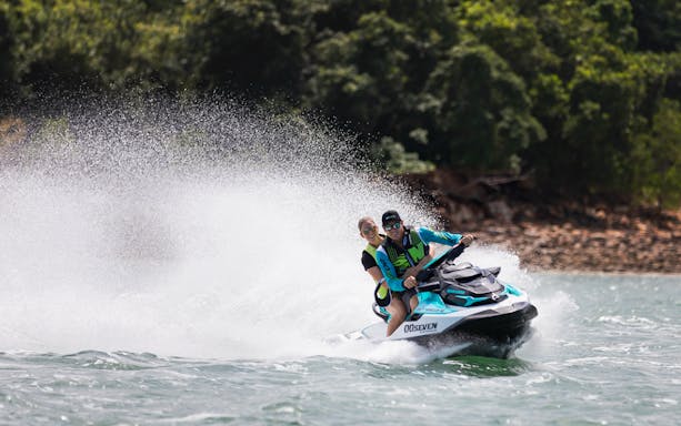 Jet ski riders enjoying a tour in Darwin waters.