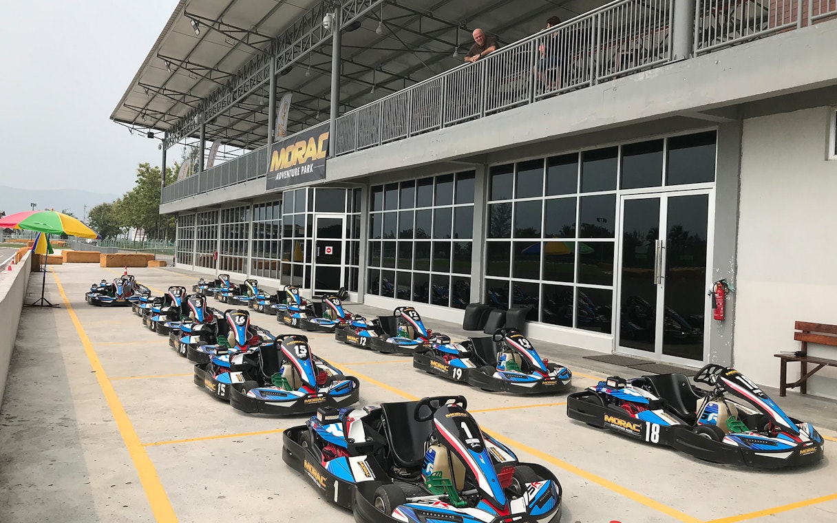 Go-karts lined up at Morac Adventure Park, Langkawi.