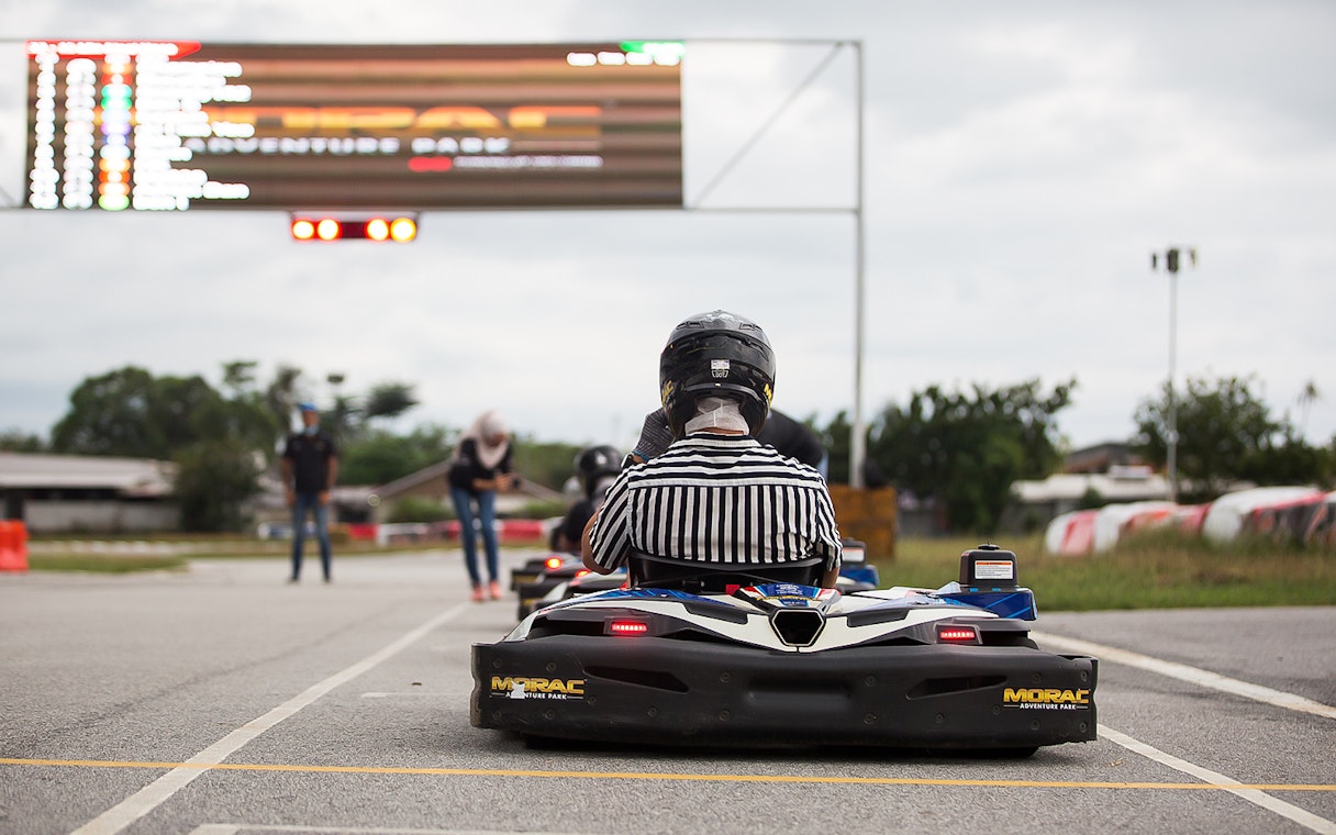Go-kart racer on track at Morac Adventure Park, Langkawi.