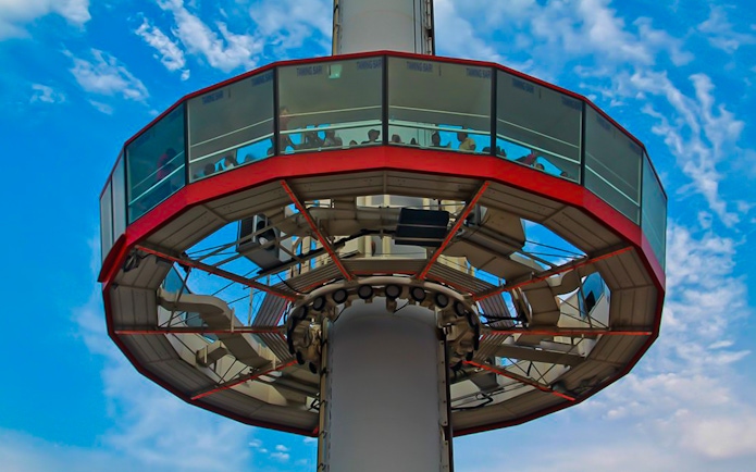 Menara Taming Sari observation deck with visitors, Melaka, Malaysia.