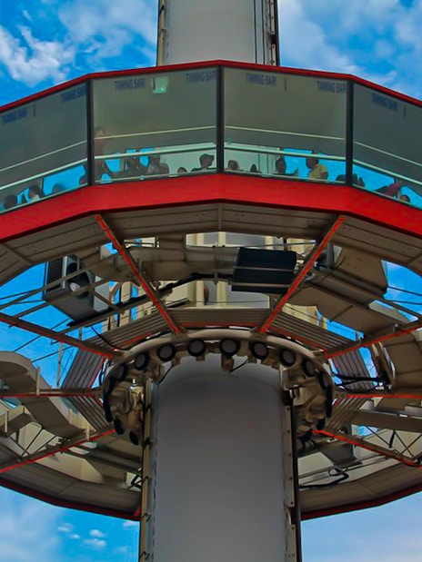 Menara Taming Sari observation deck with visitors, Melaka, Malaysia.