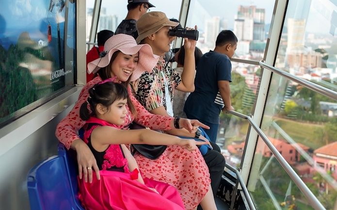 Family enjoying the view from Menara Taming Sari, Melaka.