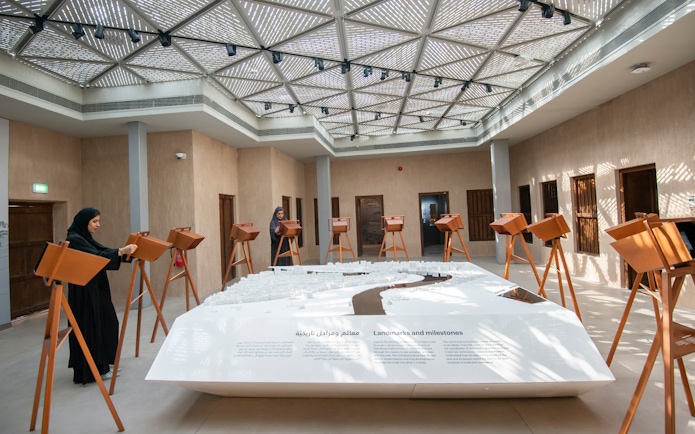 Visitors exploring exhibits at Al Shindagha Museum, Dubai.