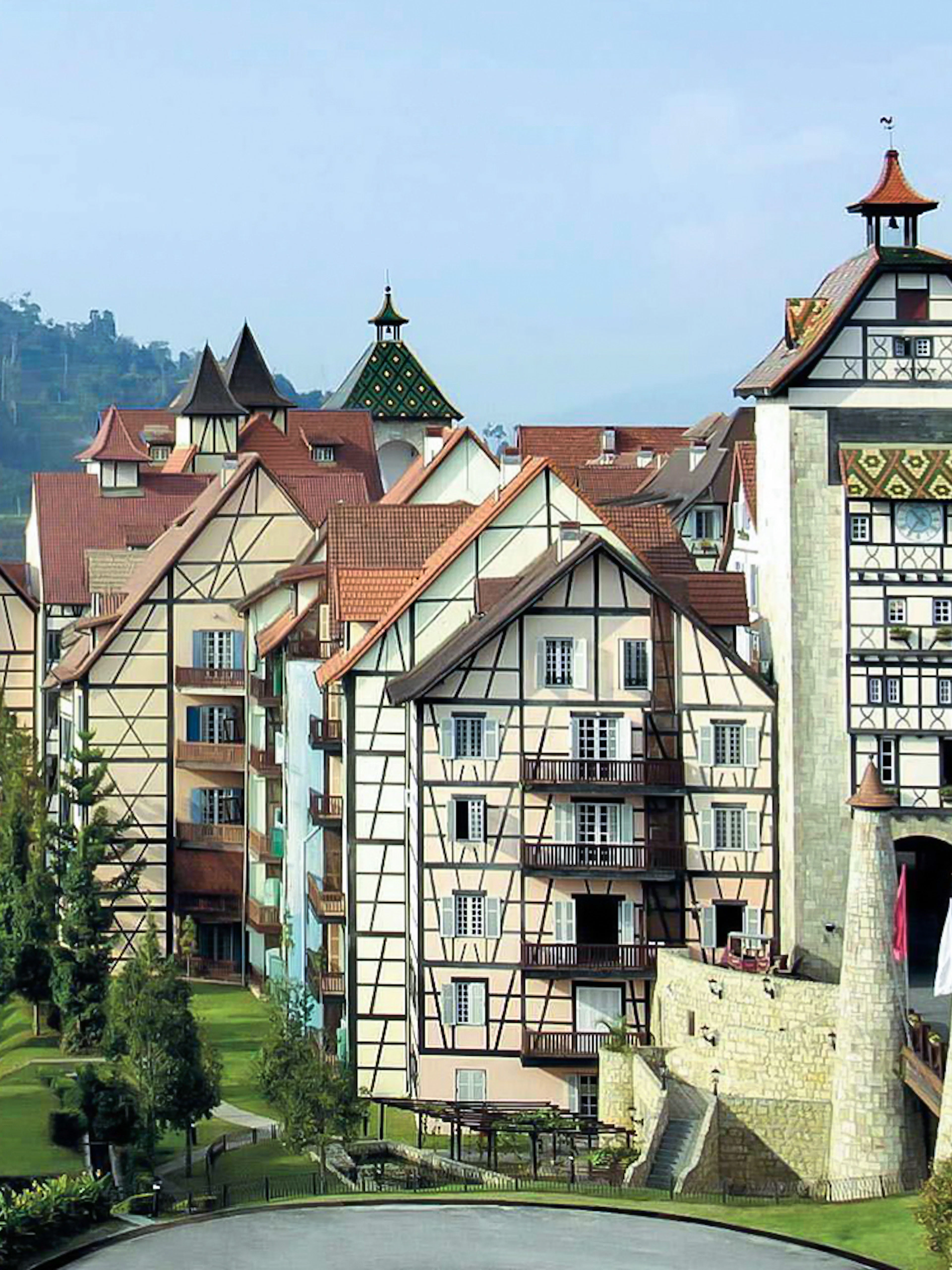 Colmar Tropicale French-themed resort in Malaysia with lush greenery.