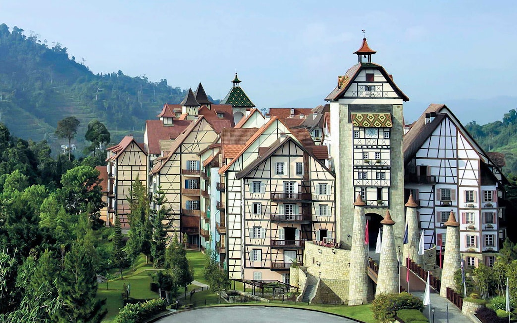 Colmar Tropicale French-themed resort in Malaysia with lush greenery.