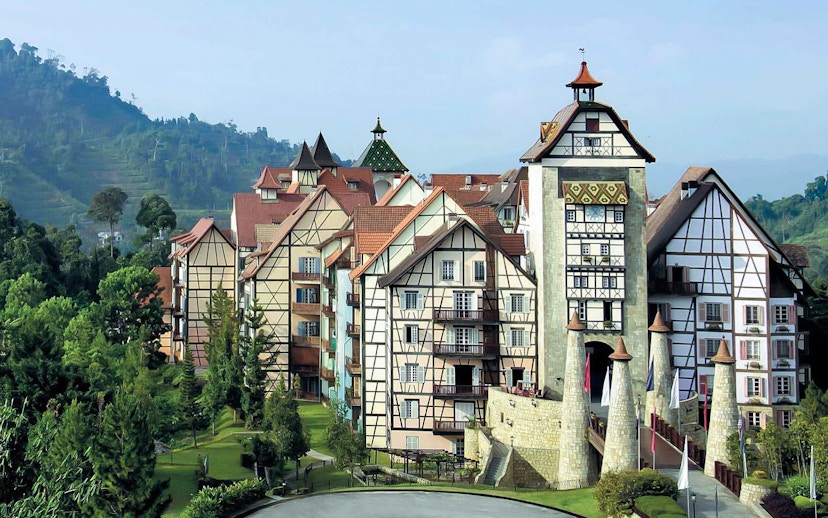 Colmar Tropicale French-themed resort in Malaysia with lush greenery.