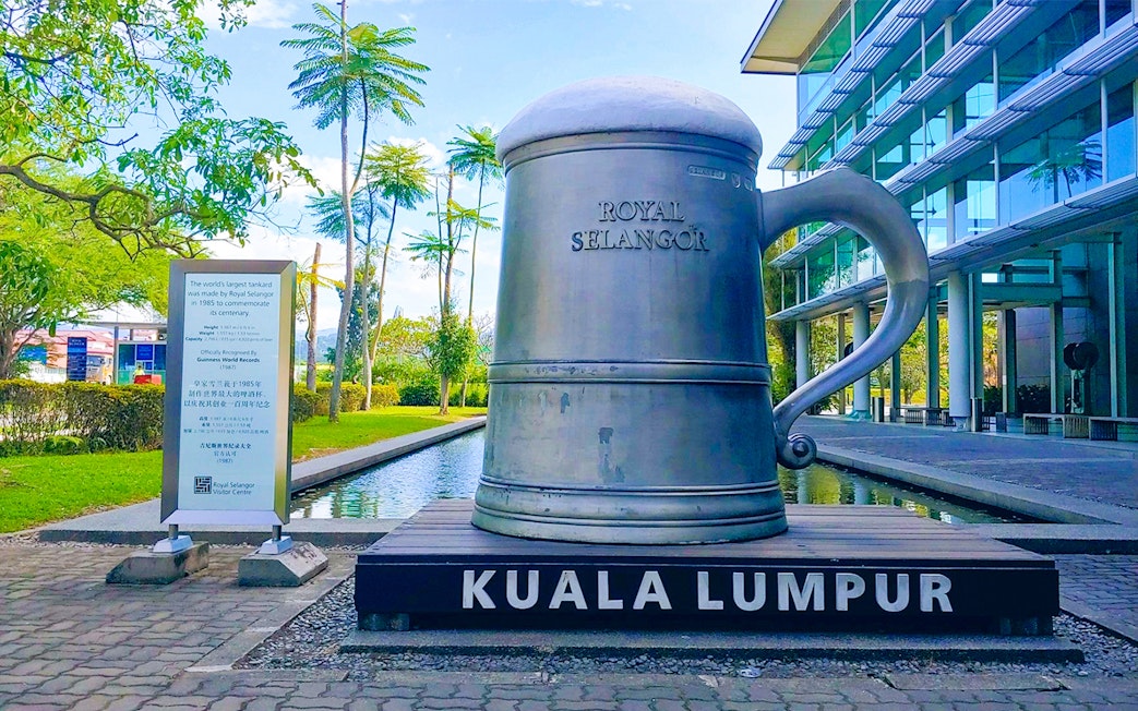 Royal Selangor giant tankard at Kuala Lumpur, part of Day Tour of Colmar Tropicale & Batu Caves.