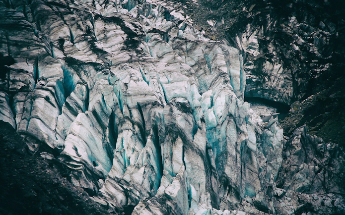 Glacial formations on Mt Cook during a small group tour from Christchurch.