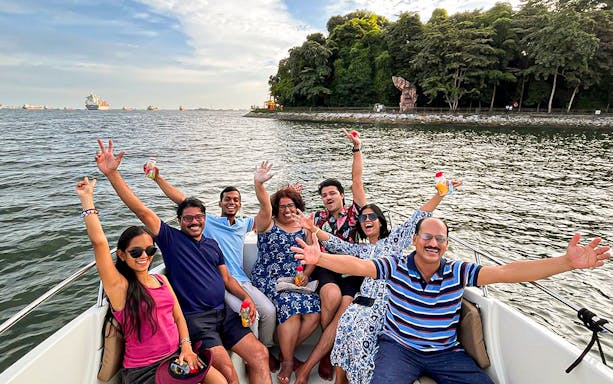 Group enjoying a speedboat tour near Sentosa's Southern Islands.