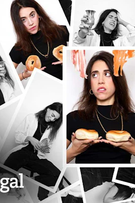 Collage of a woman with bagels and salmon, related to "Pickle" by Deli Segal.