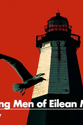 Lighthouse on Eilean Mor with birds flying against a red sky, related to Wickies.