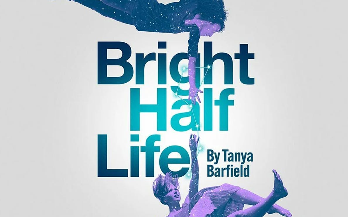 Bright Half Life play cover with two figures reaching towards each other.