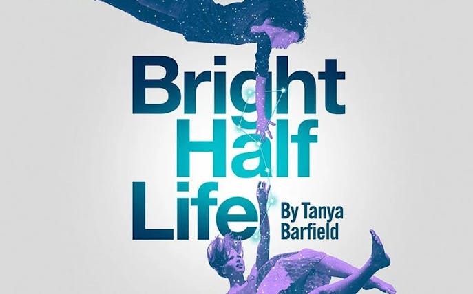 Bright Half Life play cover with two figures reaching towards each other.