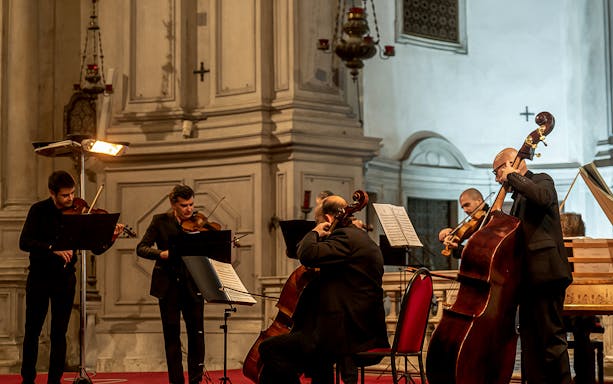 Musicians performing at Vivaldi Church concert in Venice.