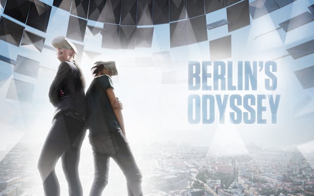 Virtual reality experience at Berlin TV Tower with city view.