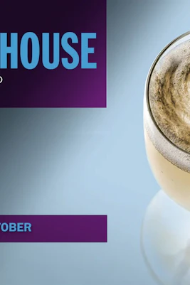 The Snail House" play poster with swirling drink, Hampstead Theatre.