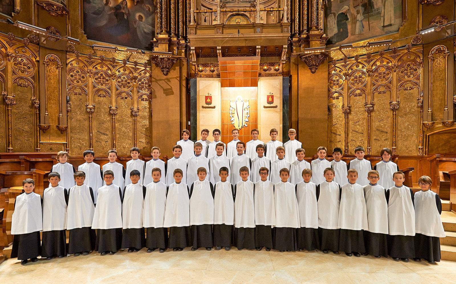 Boys choir group performing at Montserrat Monastery, Spain.