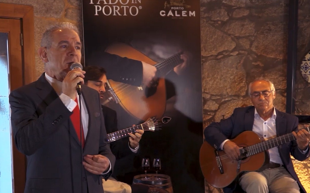 Fado musicians performing in a Porto wine cellar.