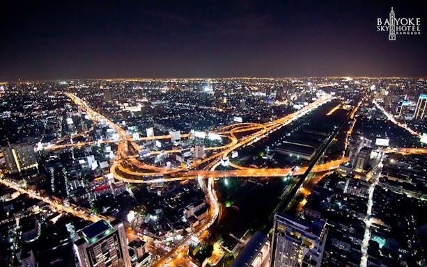 Bangkok cityscape at night from Baiyoke Sky Hotel Observatory Point.