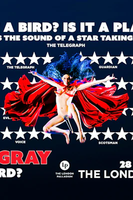Jordan Gray performance poster for "Is It A Bird?" at The London Palladium, 28 October.