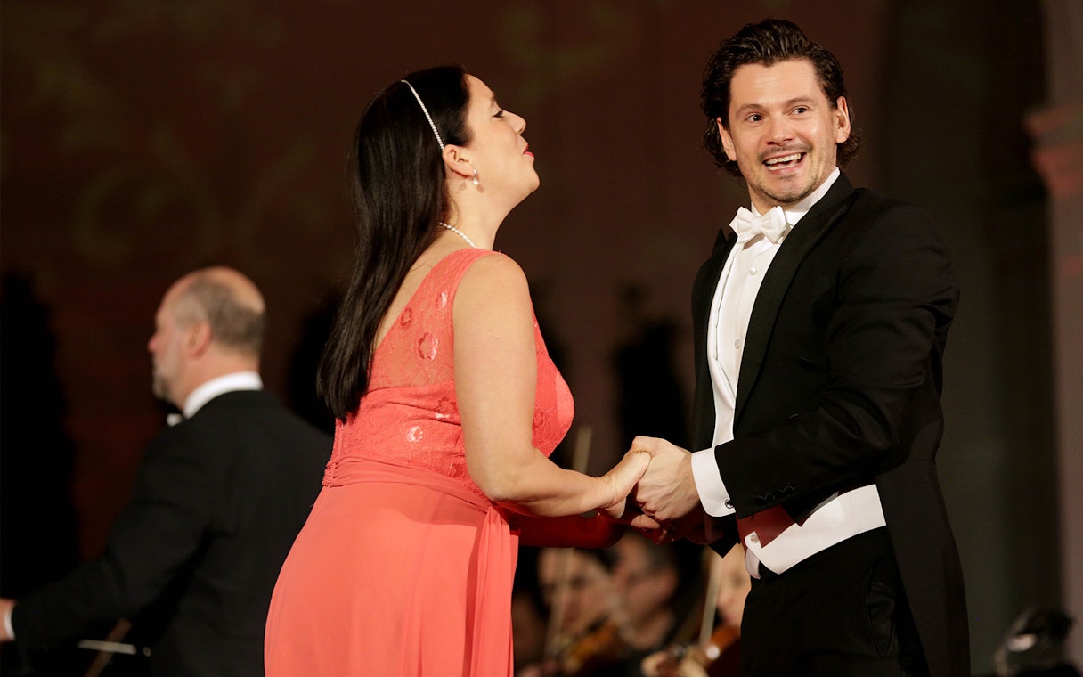 Performers at Mozart and Strauss concert in Schönbrunn Palace, Vienna.