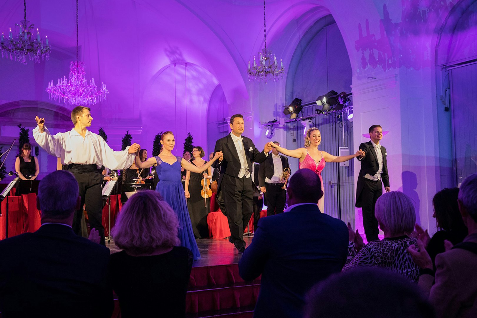 Performers taking a bow at a Mozart & Strauss concert in Schönbrunn Palace, Vienna.