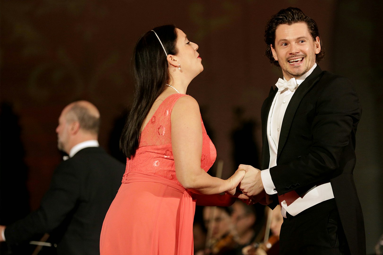 Performers at Mozart and Strauss concert in Schönbrunn Palace, Vienna.